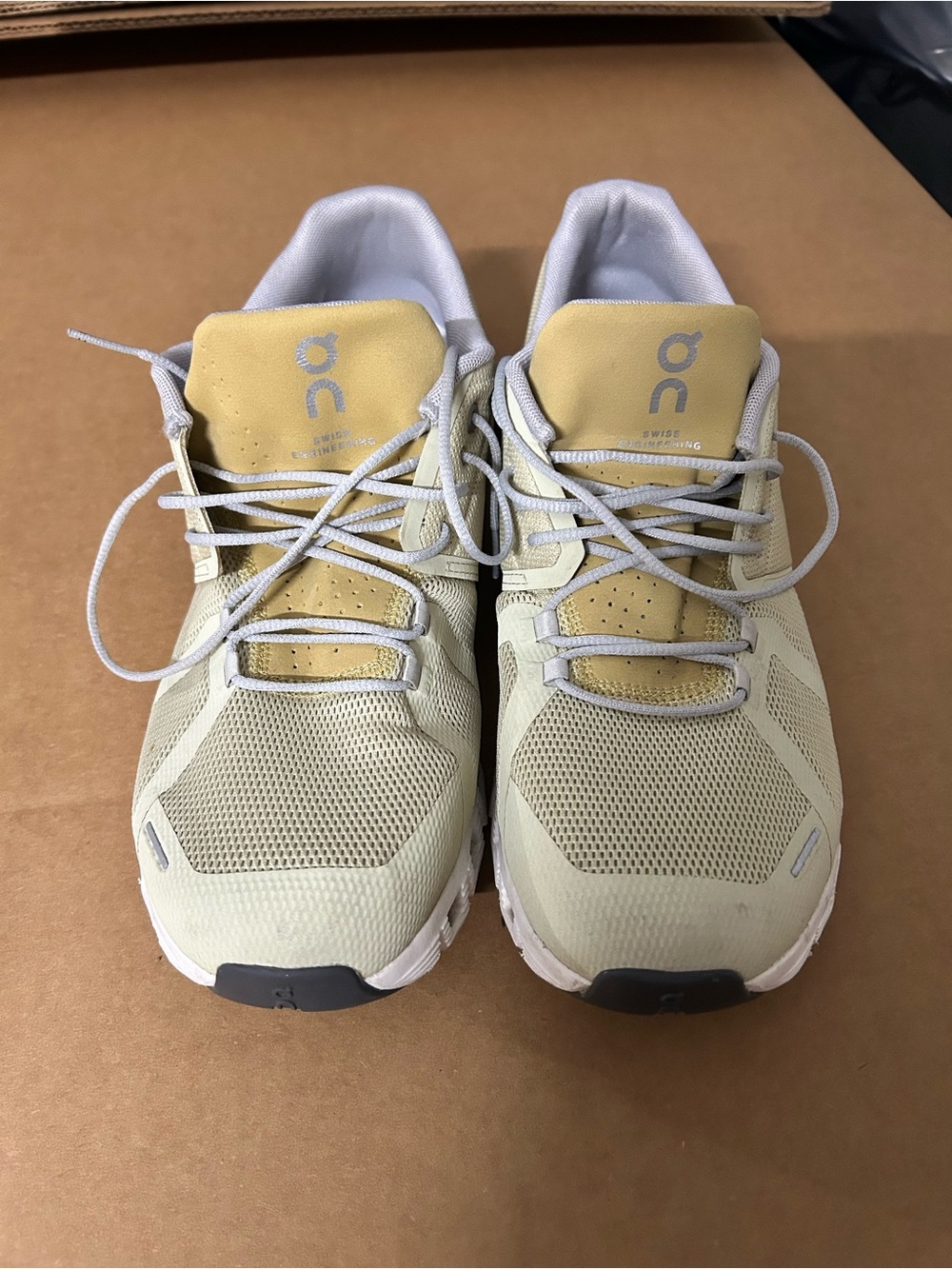 On Running Cloud Men’s Sneakers in Pale Yellow and Light Gray